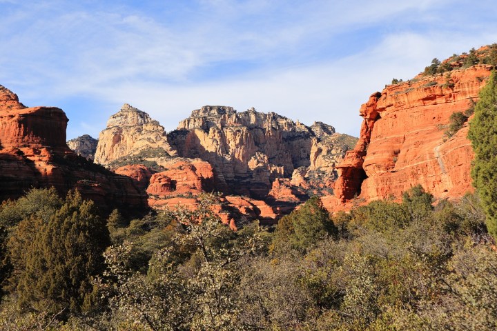 a canyon with a mountain in the background